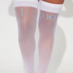 Say I Do Bride Thigh Highs - White